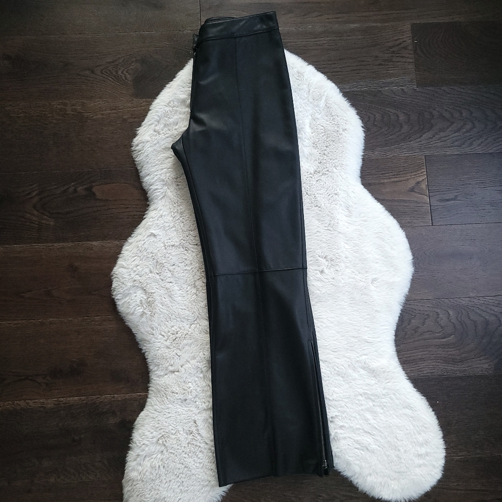 Vintage Danier Y2K Patchwork High Rise Wide Straight Leg Crop Leather Pants - Picture 5 of 10